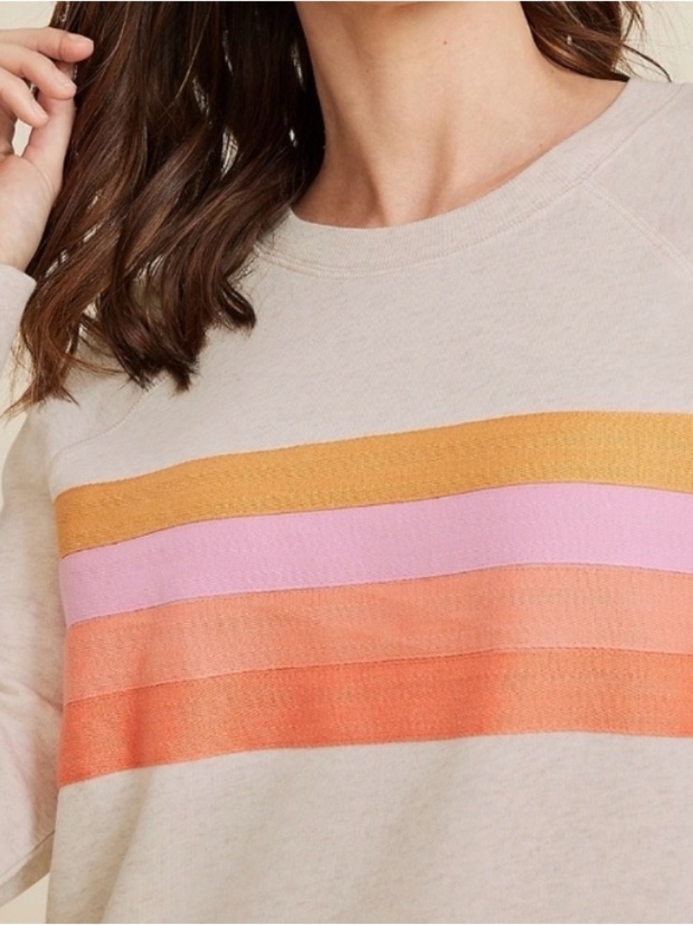 Maurices Cream Pullover with Coral Accent